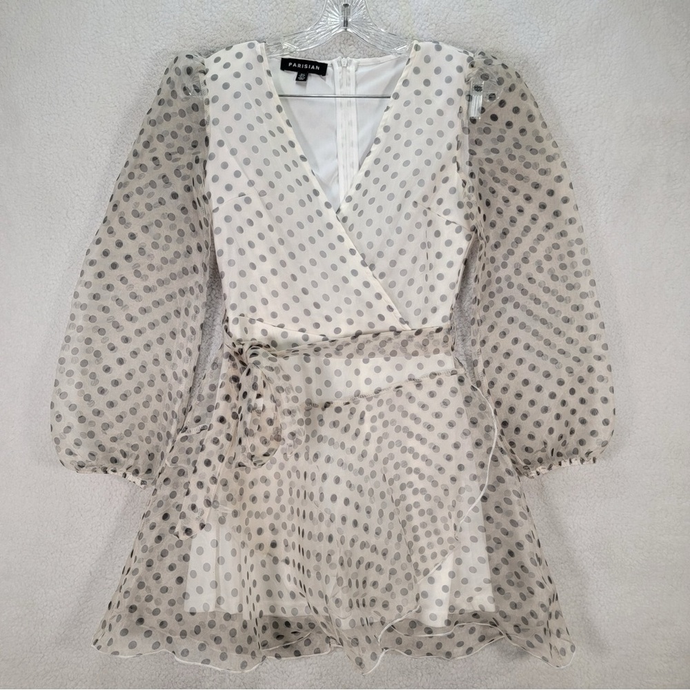 Parisian Organza Polka Dot Wrap Dress